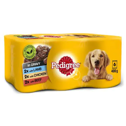 Pedigree Wet Dog Food Tins Mixed Selection in Gravy 6x400g (MPP £4.75) - 400g