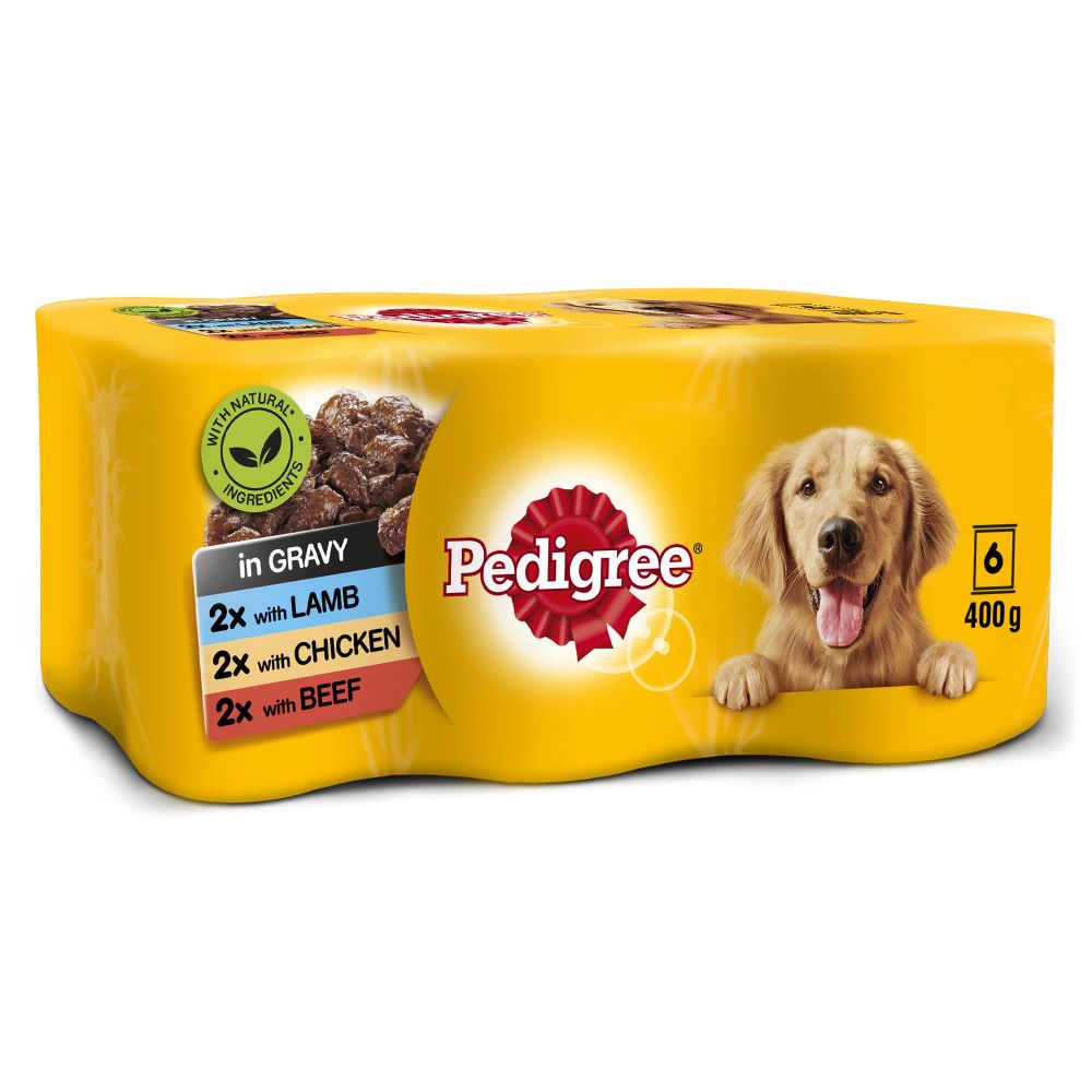 Pedigree Wet Dog Food Tins Mixed Selection in Gravy 6x400g (MPP £4.75) - 400g