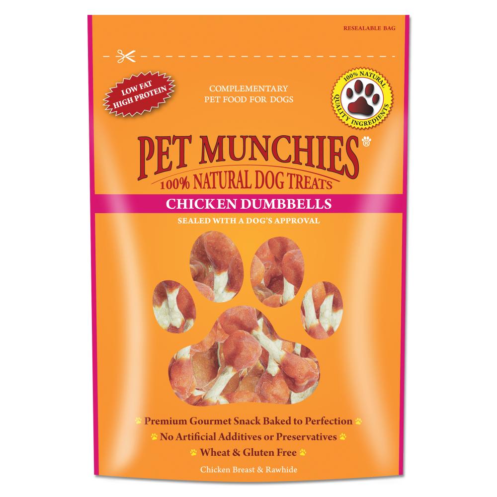 Pet Munchies 100% Natural Real Chicken & Rawhide Dumbbells - 80g