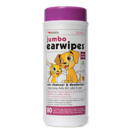 Petkin Jumbo Ear Wipes - 80pcs