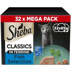SHEBA Classics Adult Wet Cat Food Fish Selection in Terrine 32 Pack - 85g