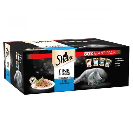 SHEBA Fine Flakes Cat Pouches Fish Collection in Jelly 80x85g - 85g