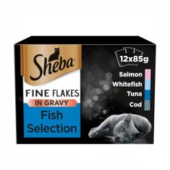 SHEBA Fine Flakes Cat Pouches Fish Selection in Gravy 12x85g pack - 85g