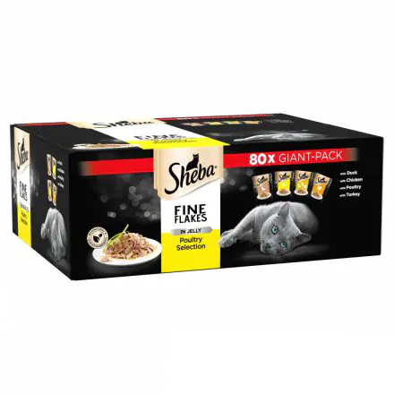 SHEBA Fine Flakes Cat Pouches Poultry Collection in Jelly 80x85g - 85g