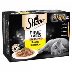SHEBA Fine Flakes Cat Pouches Poultry Selection in Gravy 12x85g pack - 85g