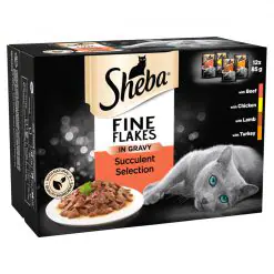 SHEBA Fine Flakes Cat Pouches Succulent Selection in Gravy 12x85g pack - 85g