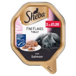 SHEBA Fine Flakes Cat Tray with Salmon in Jelly 85g pm2 for £1.20 - 85g, case of 22