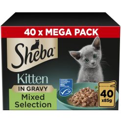 SHEBA Mixed Selection Kitten Wet Cat Food in Gravy 40 Pack - 85g