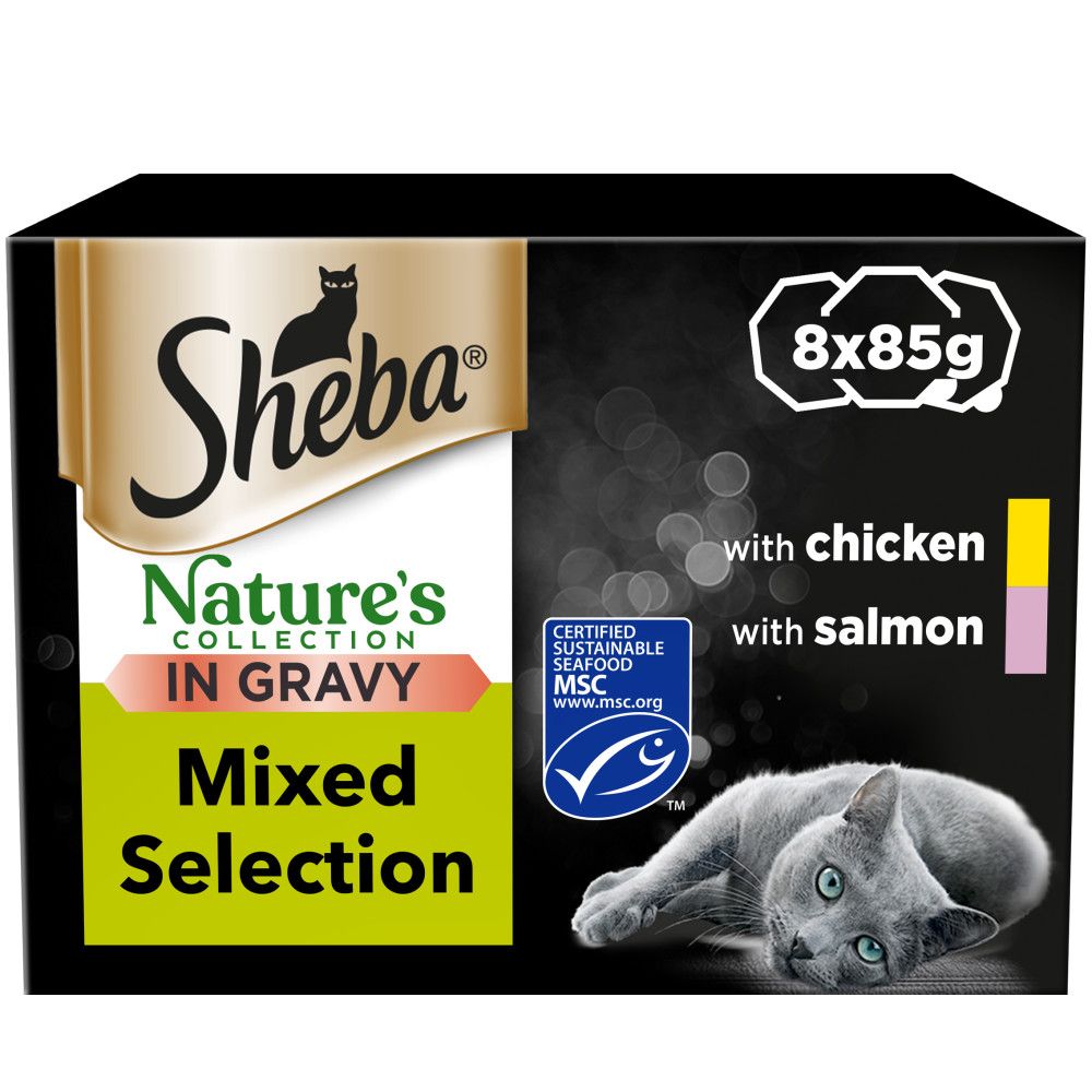 Buy SHEBA Nature s Collection Cat Trays Mixed Selection in Gravy 8pk 85g Save with Heart Pet Supplies Free Same Day Local Delivery