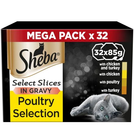 SHEBA Select Slices Cat Trays Poultry Collection in Gravy 32pk - 85g