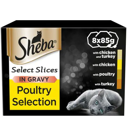SHEBA Select Slices Cat Trays Poultry Collection in Gravy 8pk - 85g