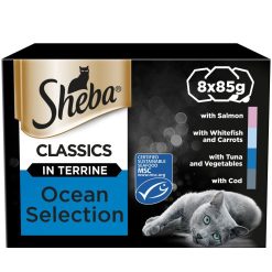 Sheba Classics Cat Food Tray Mixed Ocean Collection in Terrine 8pk - 85g