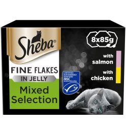 Sheba Fine Flakes Cat Food Trays Salmon & Chicken in Jelly Collection - 85g