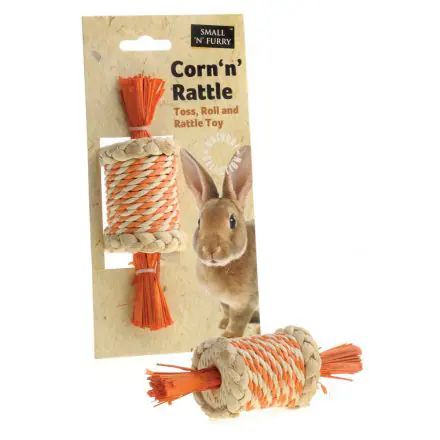 Small 'N' Furry Natural Corn 'N' Rattle - 7cm