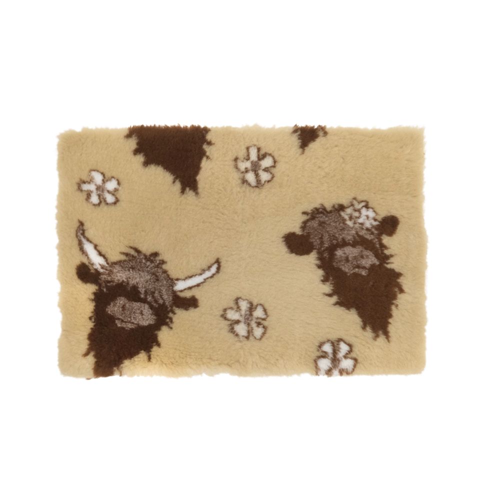Vetbed Non Slip Beige & Highland Cows - 150x100cm