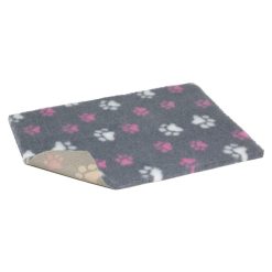 Vetbed Non Slip Pink & White Paw Grey - 40x30 inches