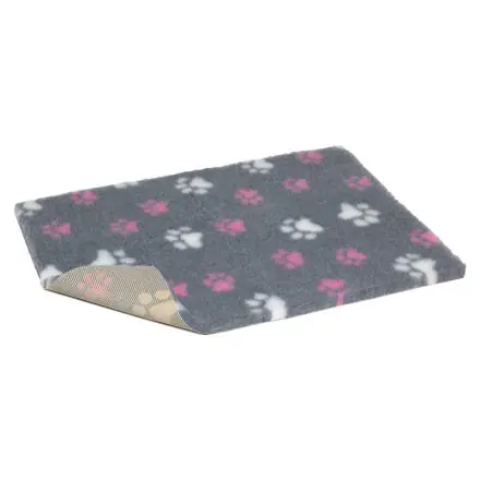 Vetbed Non Slip Pink & White Paw Grey - 40x30 inches