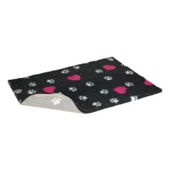 Vetbed Nonslip Charcoal with Cerise Hearts and White Paws Various Sizes