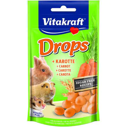 Vitakraft Small Animal Drops Carrot - 75g 25788, case of 9