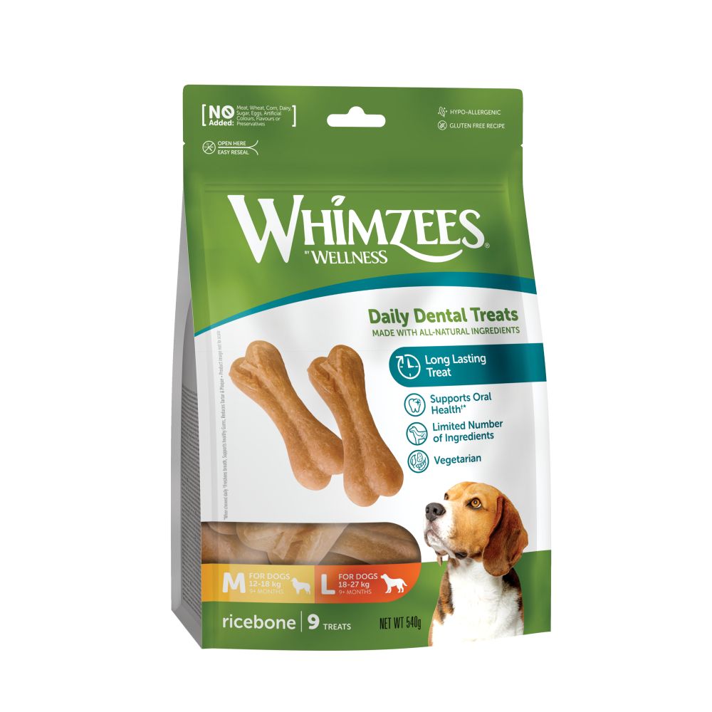 WHIMZEES Rice Bone Dental Dog Chew Value Bags