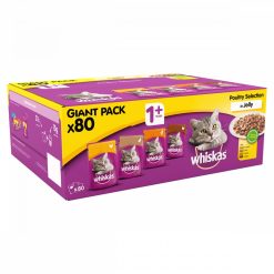 WHISKAS 1+ Cat Pouches Poultry Selection in Jelly 80x100g Pack - 100g