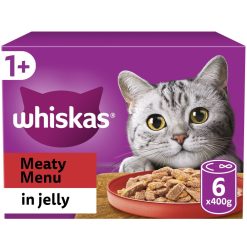 WHISKAS 1+ Cat Tins Meaty Menu in Jelly 6pk - 400g, case of 4