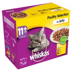 WHISKAS 11+ Cat Pouches Poultry Selection in Jelly 12x100g pk - 100g