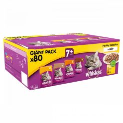 WHISKAS 7+ Cat Pouches Poultry Selection in Jelly 80x100g Pack - 100g