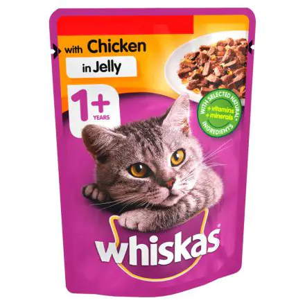 Buy Whiskas 1 Cat Pouch with Chicken in Jelly 100g PM 3 for 1.19 100g case of 24 Save with Heart Pet Supplies Free Same Day Local Delivery