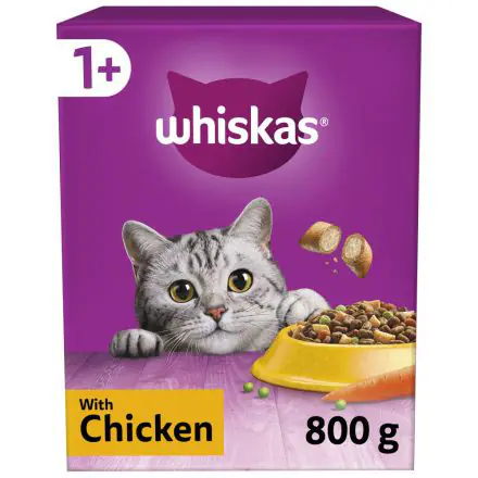 Whiskas 1+ Chicken Adult Dry Cat Food Various Sizes