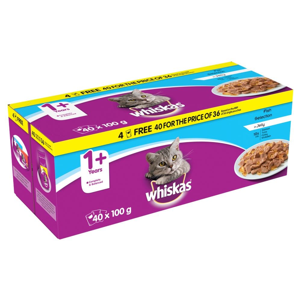 Whiskas 1+ Pouch Fish Selection in Jelly 40/36 - 100g