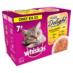 Whiskas 7+ Cat Pouches Pure Delight Poultry Selection in Jelly 12x85g pack MPP £4.25 - 85g