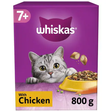 Whiskas 7+ Chicken Adult Dry Cat Food - 800g, case of 5