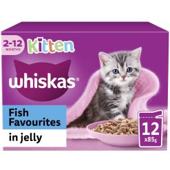 Whiskas Kitten Fish Favourites Wet Cat Food Pouches in Jelly 12pk - 85g, case of 4