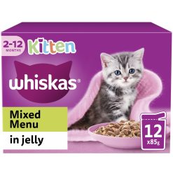 Whiskas Kitten Mixed Menu Wet Cat Food Pouches in Jelly 12pk - 85g, case of 4