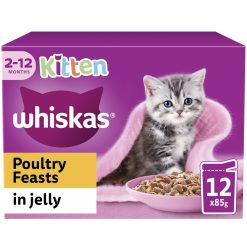 Whiskas Kitten Poultry Feasts Wet Cat Food Pouches in Jelly 12pk - 85g, case of 4