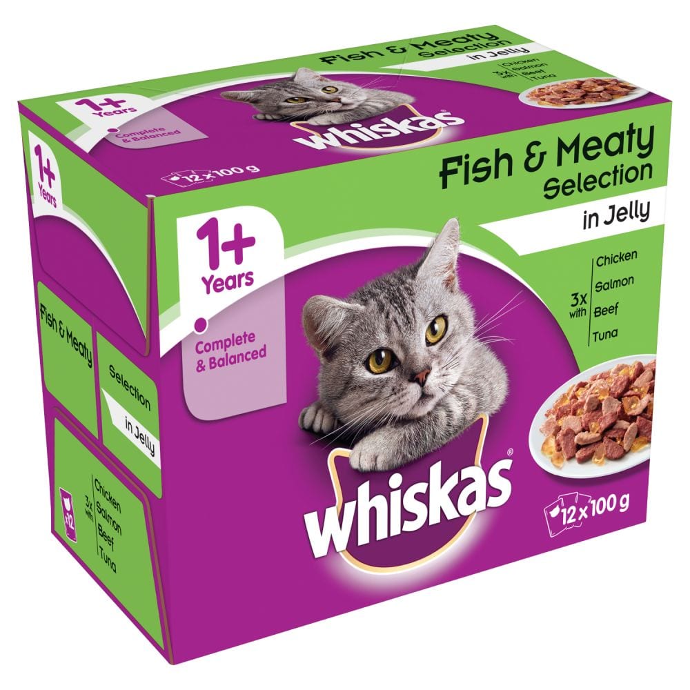 Whiskas Pouch Fish & Meat Selection in Jelly 12 Pack - 100g